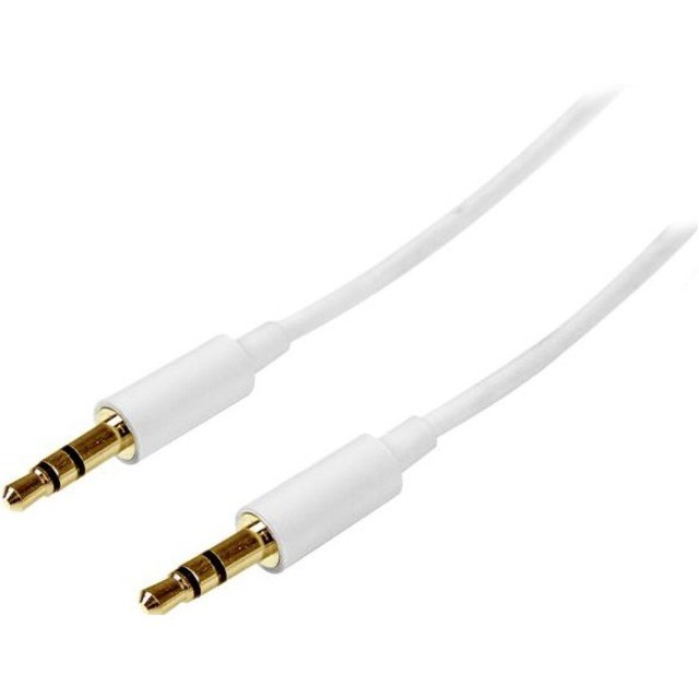 StarTech.com 1m White Slim 3.5mm Stereo Audio Cable - 3.5mm Audio Aux Stereo - Male to Male Headphone Cable - 2x 3.5mm Mini Jack (M) White