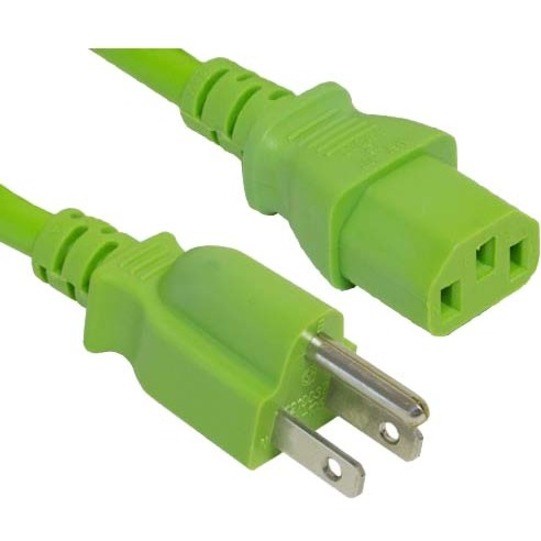 ENET 5-15P to C13 10ft Green External Power Cord / Cable NEMA 5-15P to IEC-320 C13 10A 18AWG 10'