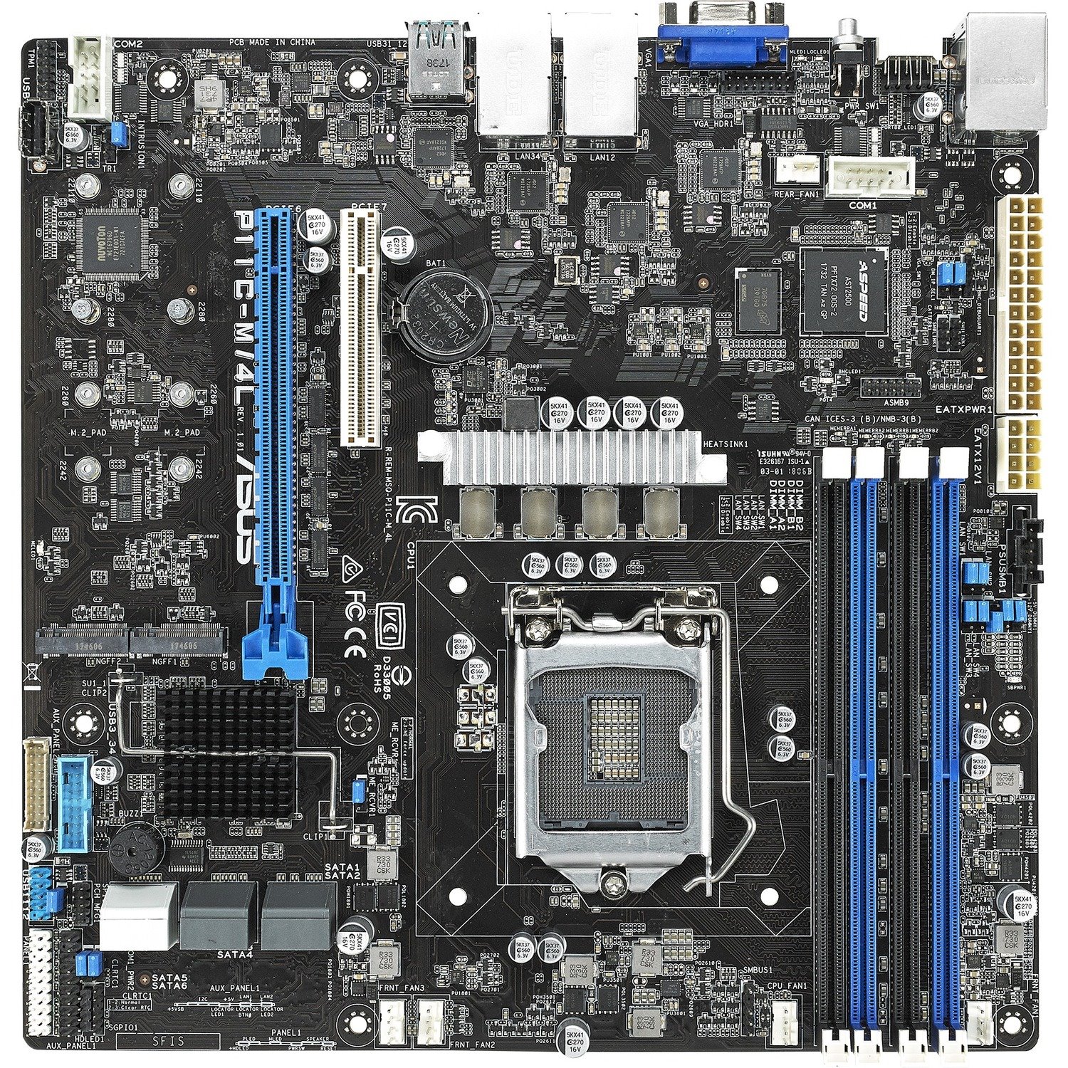 Asus P11C-M/4L Server Motherboard - Intel C242 Chipset - Socket H4 LGA-1151 - Micro ATX