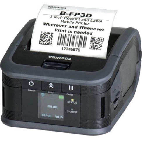 Toshiba B-FP3D Mobile Direct Thermal Printer - Monochrome - Portable - Label/Receipt Print - USB - Wireless LAN - Near Field Communication (NFC) - Battery Included