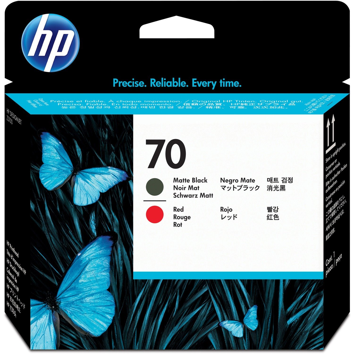 HP 70 Original Inkjet Printhead - Matte Black, Red - 1 Each