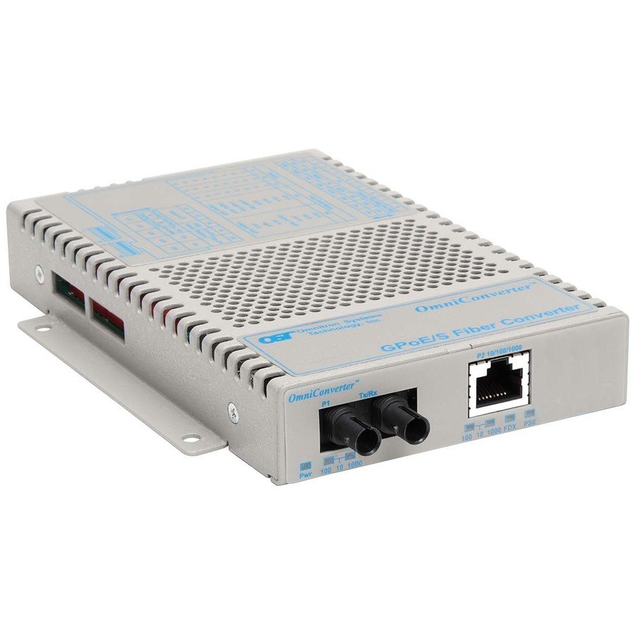 OmniConverter 10/100/1000 PoE Gigabit Ethernet Fiber Media Converter Switch RJ45 ST Multimode 550m Wide Temp