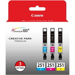 Canon CLI-251 Original Inkjet Ink Cartridge - Multi-pack - Cyan, Magenta, Yellow - 3 / Pack