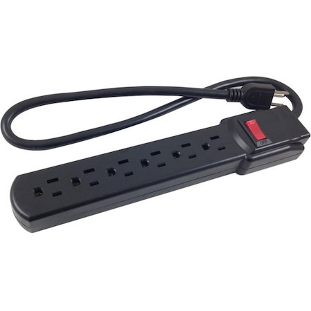 Comprehensive 6-Outlet Black Surge Protector 6Ft AC Cord