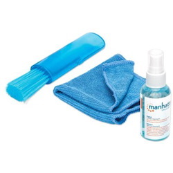 LCD Cleaning Kit (mini), Alcohol-free, Includes Cleaning Solution (60ml), Brush and Microfibre Cloth, Ideal for use on monitors/laptops/keyboards/etc, Three Year Warranty, Blister