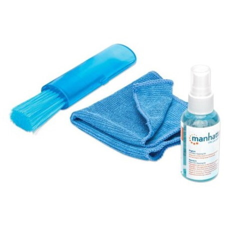 LCD Cleaning Kit (mini), Alcohol-free, Includes Cleaning Solution (60ml), Brush and Microfibre Cloth, Ideal for use on monitors/laptops/keyboards/etc, Three Year Warranty, Blister