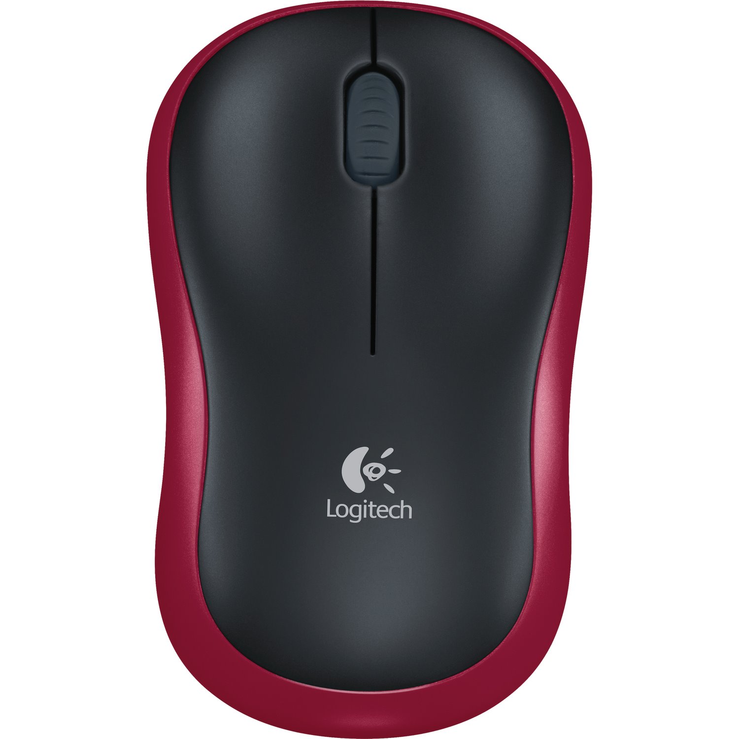 Logitech M185 Mouse - Radio Frequency - USB - Optical - 3 Button(s) - Red, Black