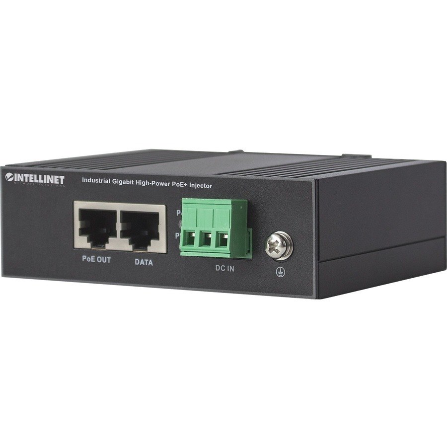 Intellinet Industrial Gigabit High-Power PoE+ Injector, 1 x 30 W Port, IEEE 802.3at/af Power over Ethernet (PoE+/PoE), Metal Housing