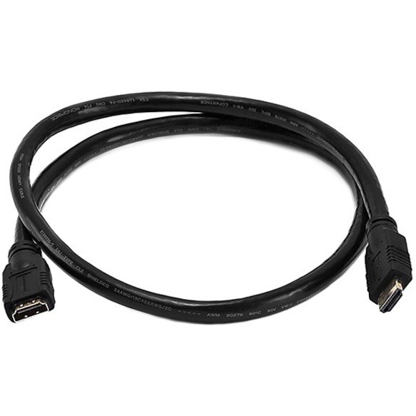 Monoprice 3ft 24AWG CL2 High Speed HDMI Cable Male to Female Extension - Black