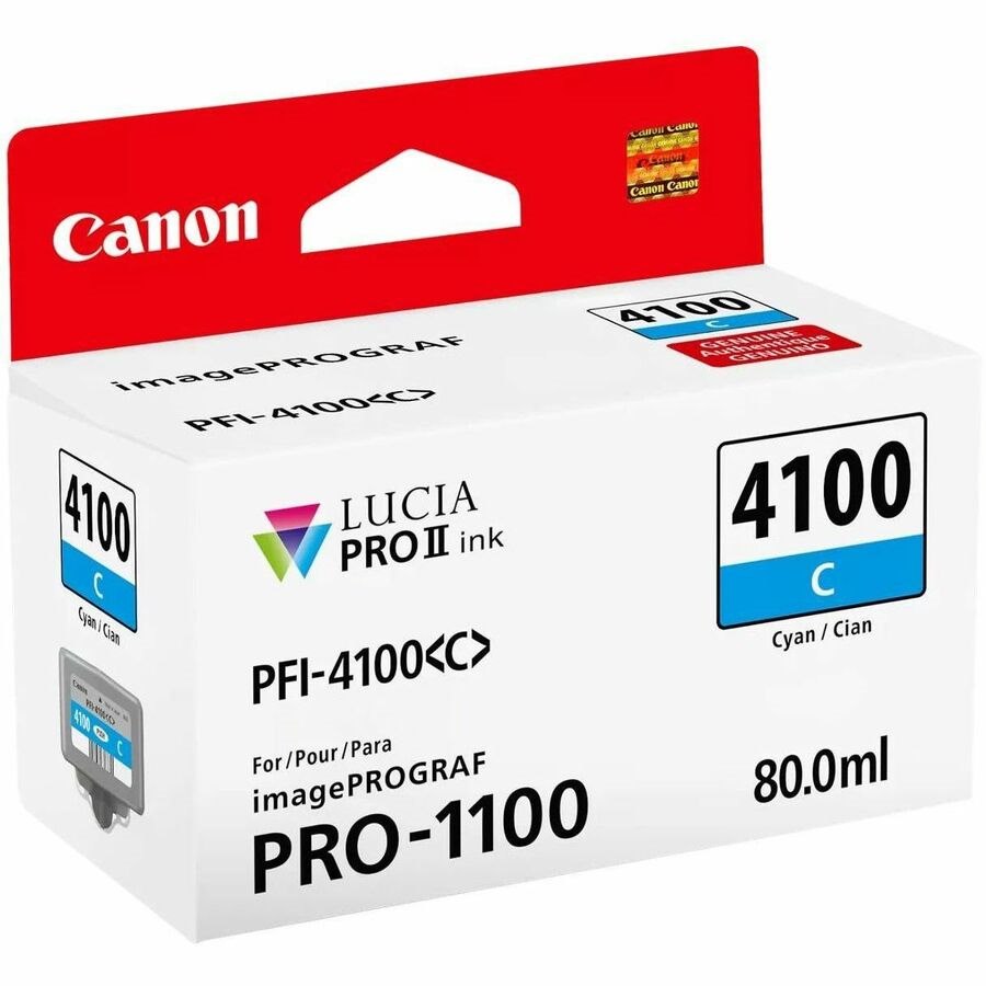 Canon Lucia PRO II PFI-4100 Original Inkjet Ink Cartridge - Cyan - 1 / Pack