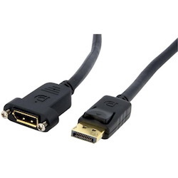 StarTech.com 3ft (1m) Panel Mount DisplayPort Cable, 4K x 2K Video, DisplayPort 1.2 Extension Cable Male to Female, DP Extender Cord
