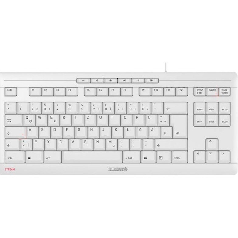 CHERRY STREAM Keyboard - Cable Connectivity - USB Type A Interface - English (UK) - QWERTY Layout - Pale Gray