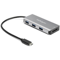 StarTech.com 3 Port USB C Hub with SD Card Reader - 3x USB-A & SD Slot - USB 3.2 Gen 2 10Gbps Type C Laptop Adapter Hub - Bus Powered