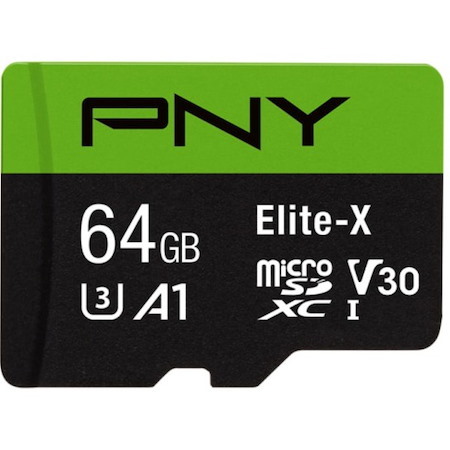 PNY Elite-X 64 GB Class 10/UHS-I (U3) microSDXC - 1 Pack