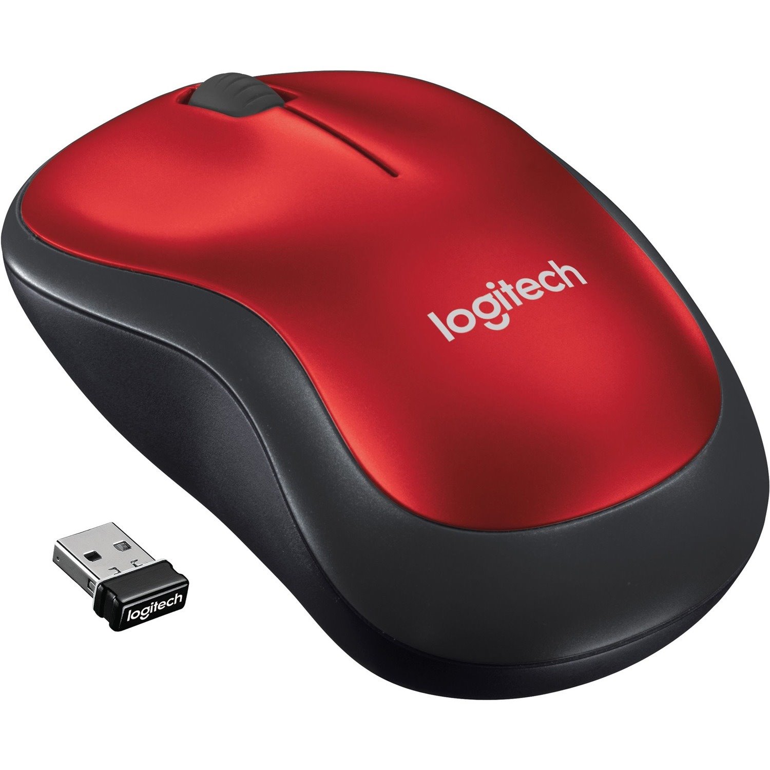 Logitech M185 Mouse - Radio Frequency - USB - Optical - 3 Button(s) - Red