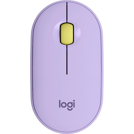 Logitech Pebble M350 Mouse - Bluetooth - USB - Optical - 3 Button(s) - Lavender Lemonade