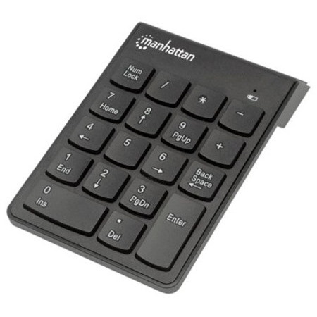 Numeric Keypad, Wireless (2.4GHz), USB-A Micro Receiver, 18 Full Size Keys, Black, Membrane Key Switches, Auto Power Management, Range 10m, AAA Battery (included), Windows and Mac, Three Year Warranty, Blister