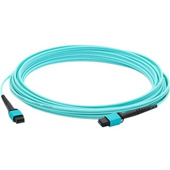 AddOn 1m MPO (Female) to MPO (Female) 12-Strand Aqua OM4 Crossover Fiber OFNR (Riser-Rated) Patch Cable