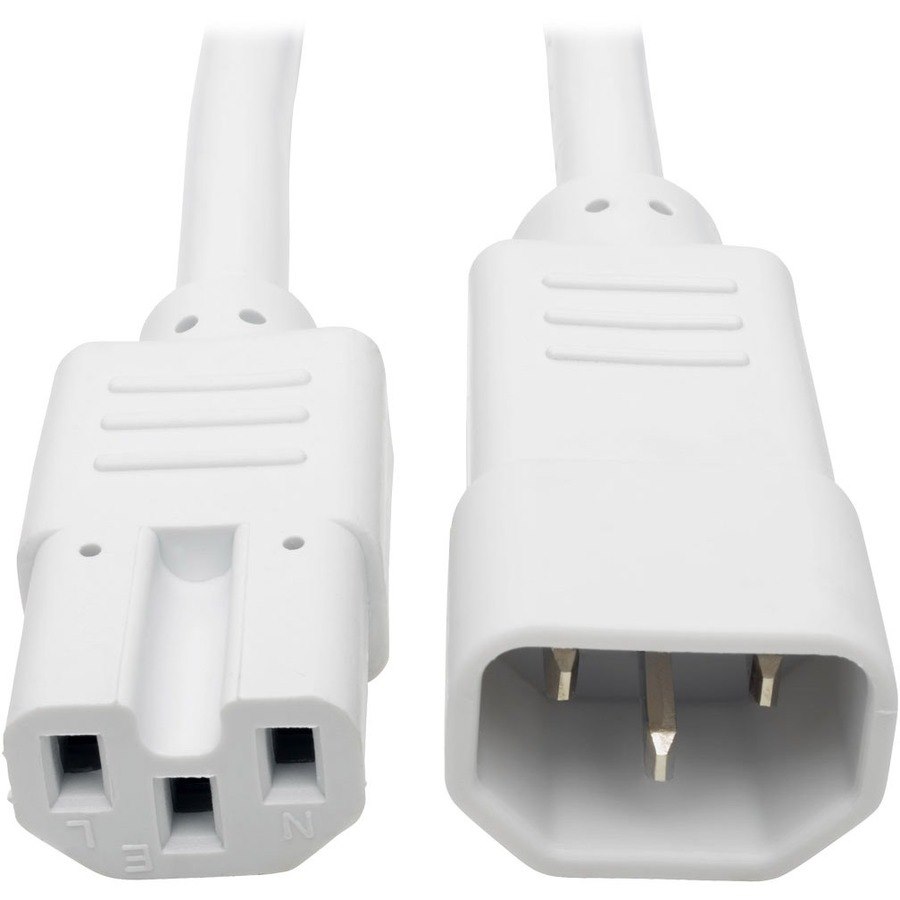 Eaton Tripp Lite Series Power Cord C14 to C15 - Heavy-Duty, 15A, 250V, 14 AWG, 3 ft. (0.91 m), White