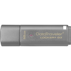 Kingston DataTraveler Locker+ G3 DTLPG3 16 GB USB 3.0 Flash Drive - Silver