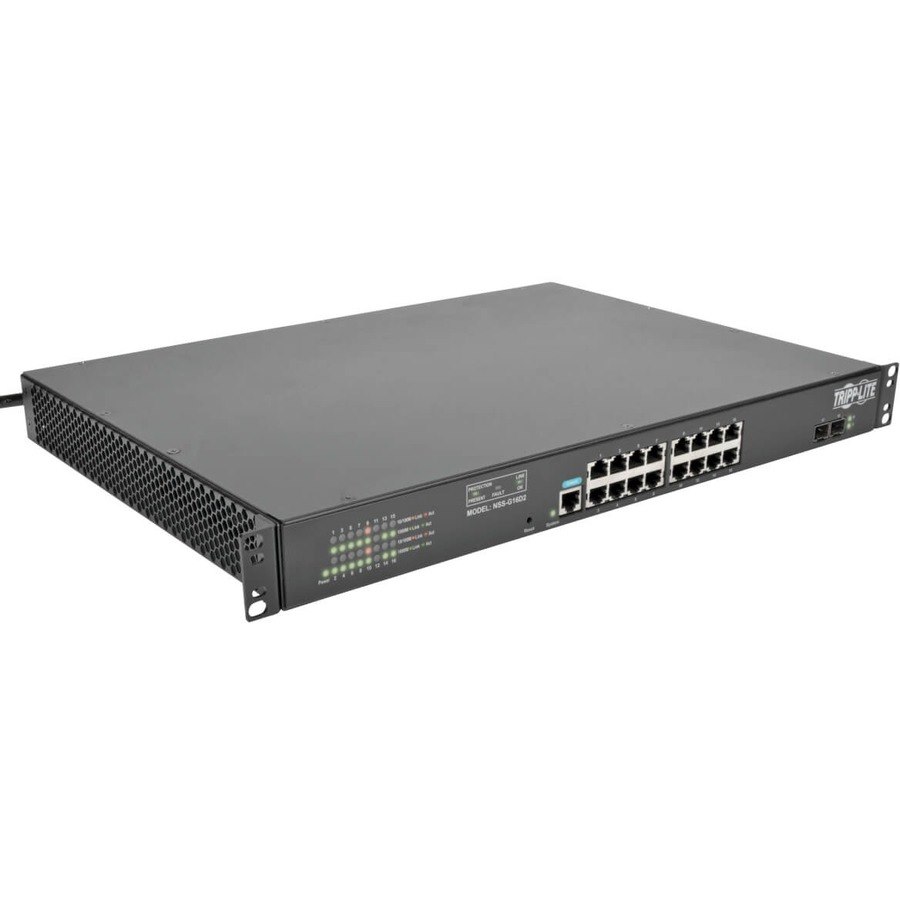 Tripp Lite by Eaton 16 10/100/1000Mbps Port Gigabit L2 Web-Smart Managed Switch, 2 SFP Slots, 36 Gbps, Web, 8-Outlet 120V PDU/Surge Protect