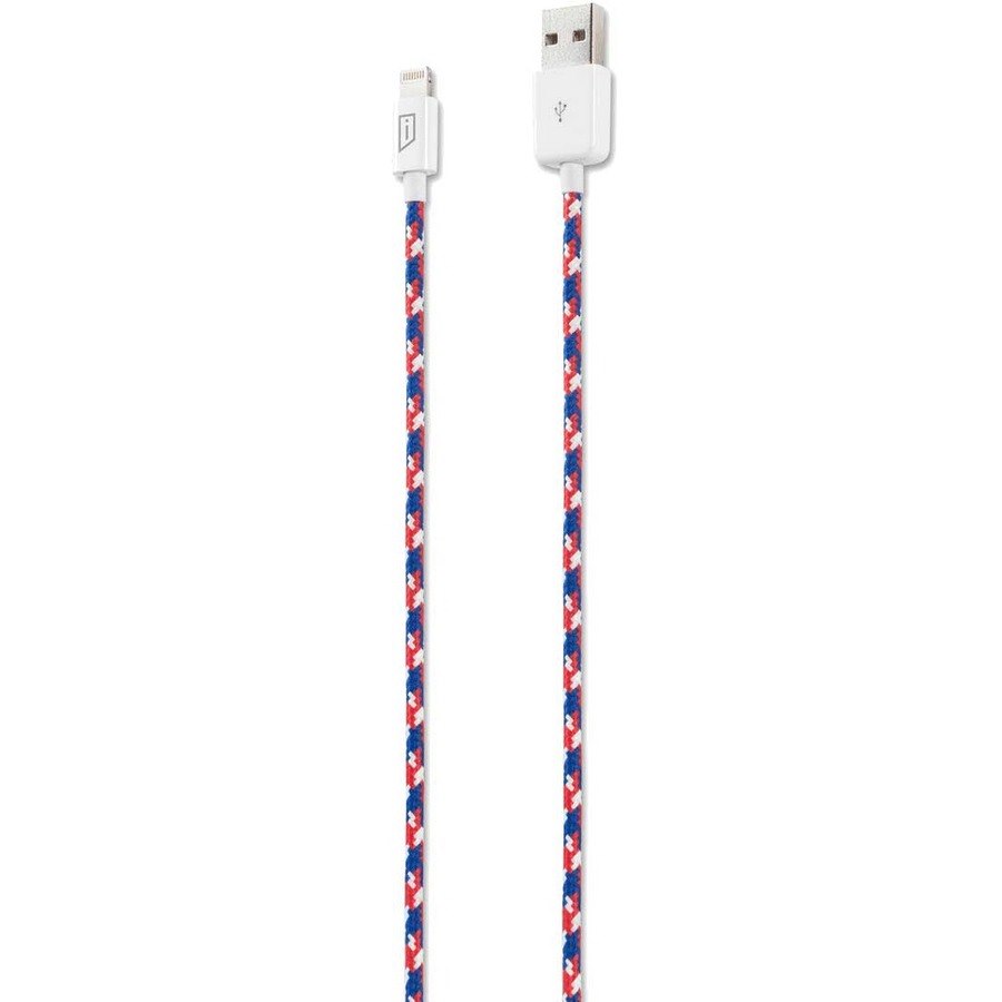 iStore Lightning Charge 4ft (1.2m) Marbled Woven Cable (Red/White/Blue)