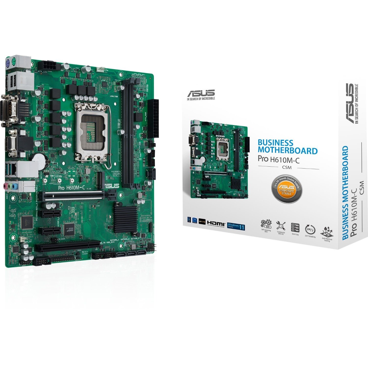 Asus H610M-C-CSM Desktop Motherboard - Intel H610 Chipset - Socket LGA-1700 - Micro ATX