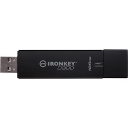 IronKey D300 128 GB USB 3.0 Flash Drive - Black - 256-bit AES