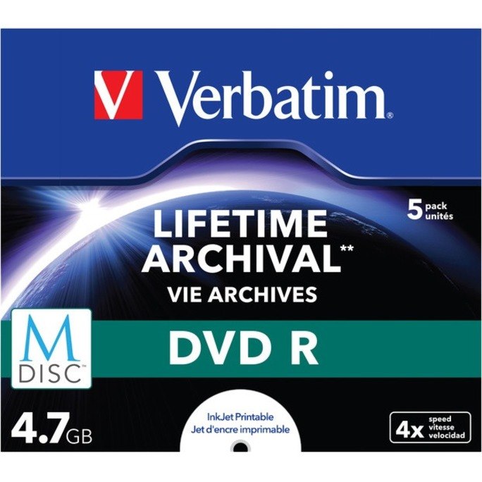 Verbatim DVD Recordable Media - DVD-R - 4x - 4.70 GB - 5 Pack Jewel Case