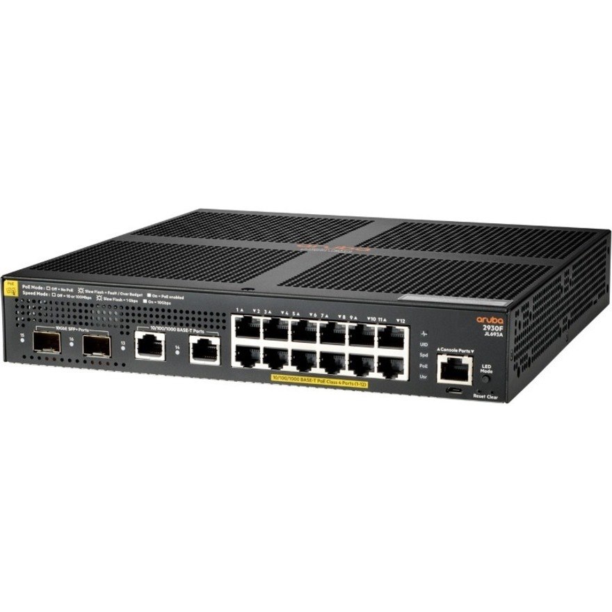 HPE 2930F 14 Ports Manageable Layer 3 Switch - Gigabit Ethernet, 10 Gigabit Ethernet - 10/100/1000Base-T, 10GBase-X - TAA Compliant