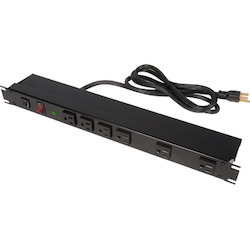 Rack Solutions 15A Horizontal Rackmount Power Strip with Surge Protection and 6 Front Outlets (15ft Cord)