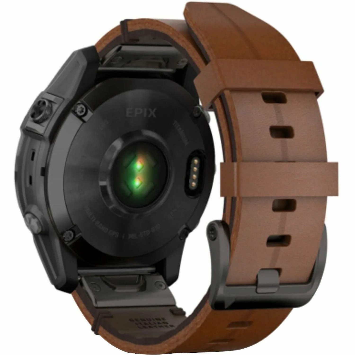 Garmin epix (Gen 2) Smart Watch - Titanium, Black Case Color - Chestnut Band Color - Titanium, Fiber Reinforced Polymer Case Material - Leather Band Material - Wireless LAN