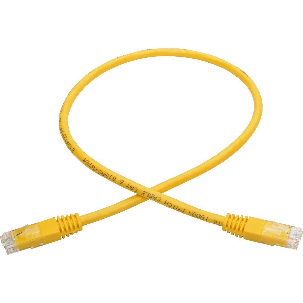 Eaton Tripp Lite Series Cat6 Gigabit Molded (UTP) Ethernet Cable (RJ45 M/M), PoE, Yellow, 2 ft. (0.61 m)