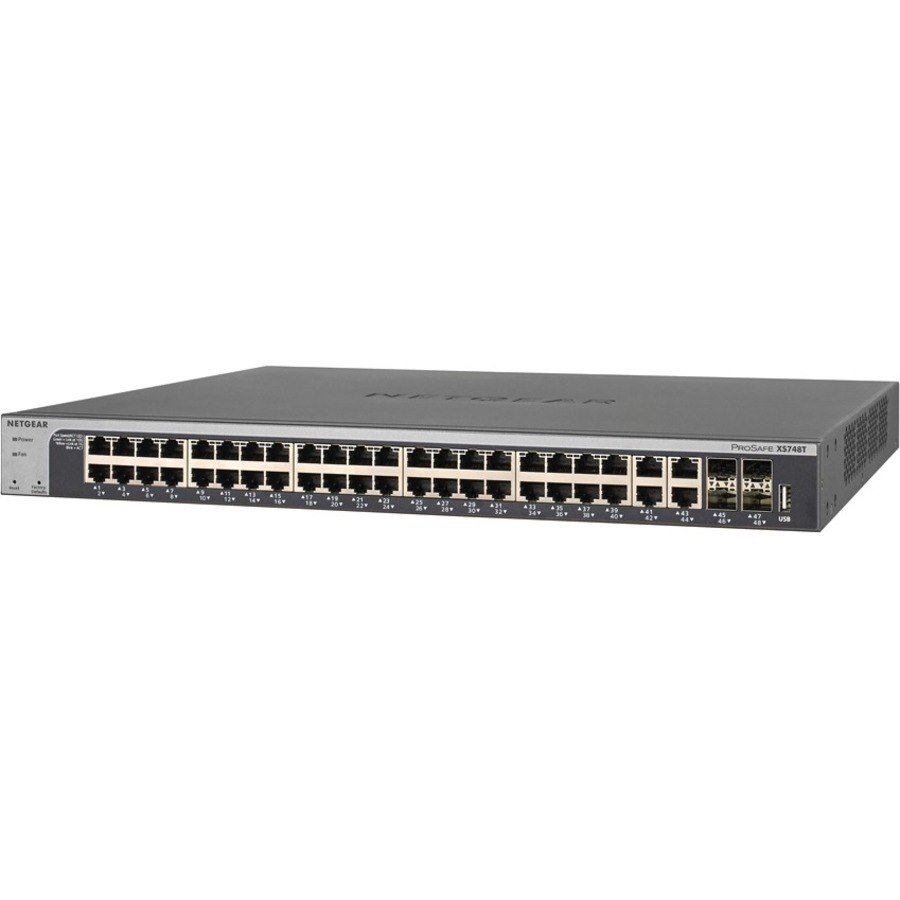 Netgear ProSafe XS748T 44 Ports Manageable Layer 3 Switch - 10 Gigabit Ethernet, Gigabit Ethernet - 10GBase-SR, 1000Base-SX, 1000Base-LX, 10GBase-LR, 10GBase-T