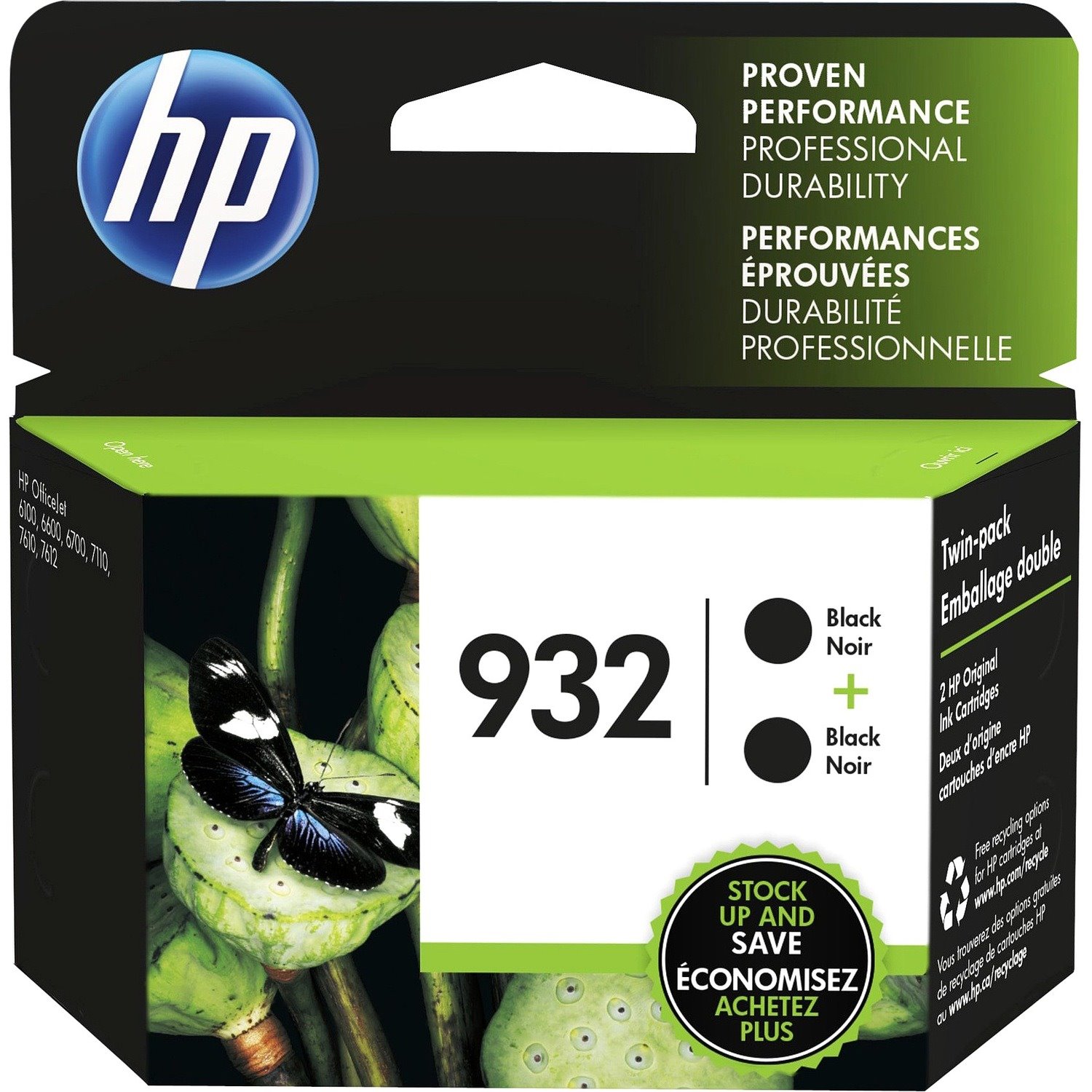 HP 932 Original Laser Ink Cartridge - Black - 2 / Pack