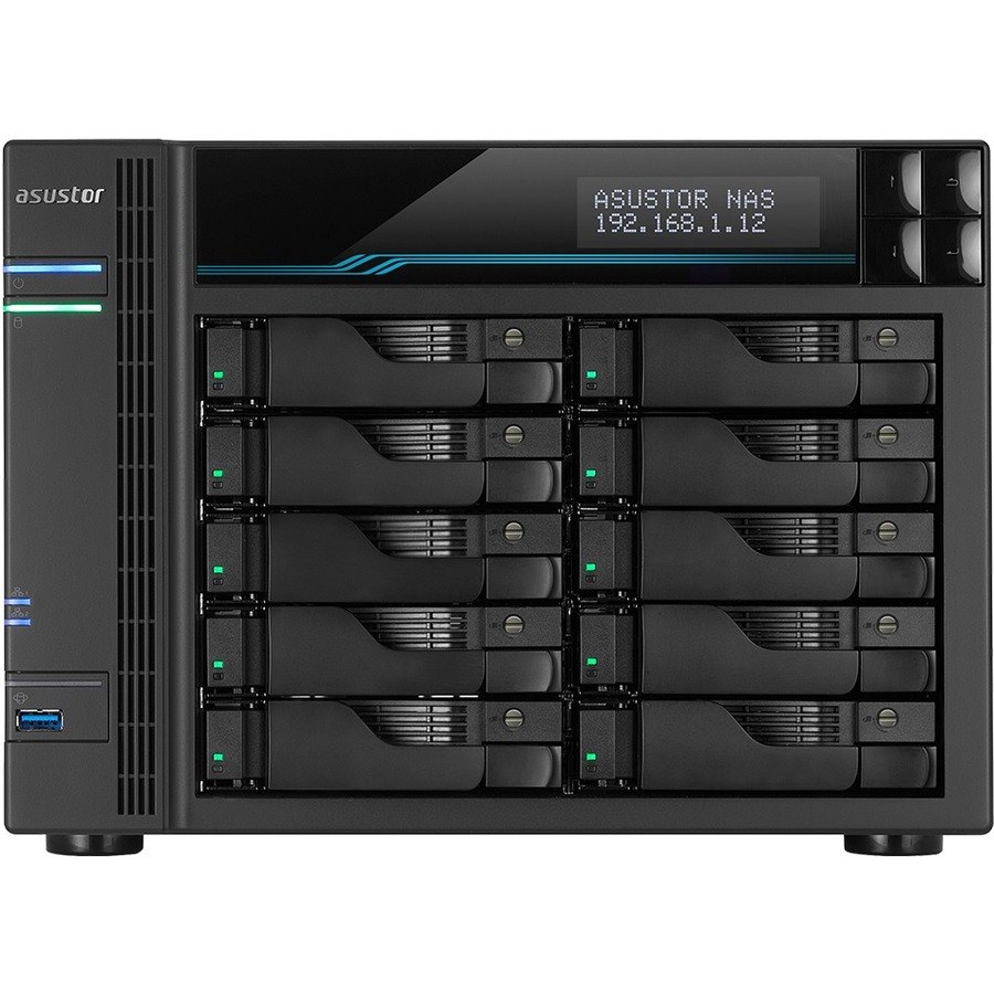 ASUSTOR Lockerstor 10 AS6510T 10 x Total Bays SAN/NAS Storage System - 4 GB Flash Memory Capacity - Intel Atom C3538 Quad-core (4 Core) 2.10 GHz - 8 GB RAM - DDR4 SDRAM Desktop