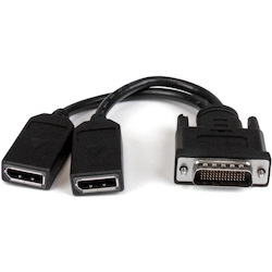 StarTech.com 8" DMS-59 to Dual DisplayPort Adapter Cable, 4K x 2K, DMS 59 pin (M) to 2x DP 1.2 (F) Splitter Y Cable, LFH to 2x DP Monitors