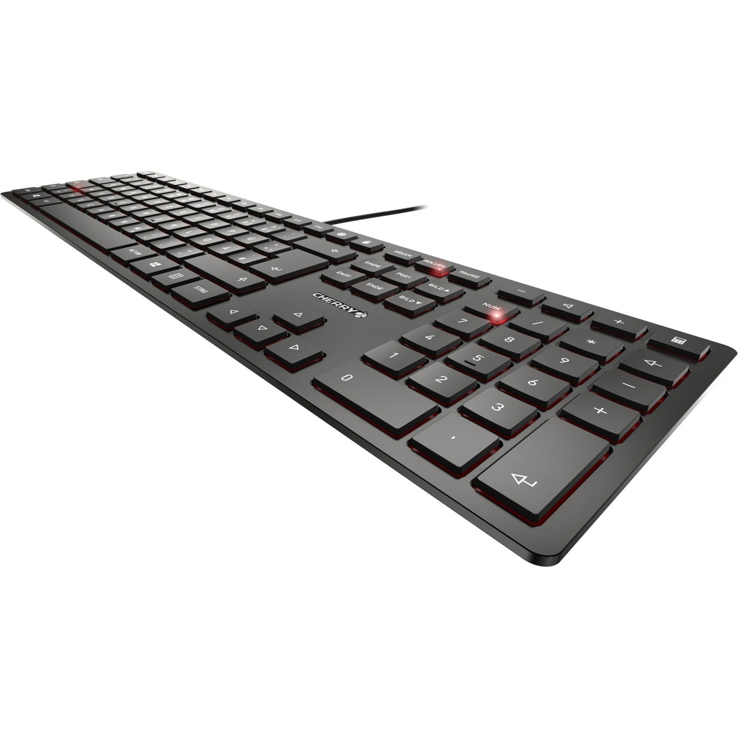 CHERRY KC 6000 SLIM Keyboard - Cable Connectivity - USB Interface - English (US) - QWERTZ Layout - Black