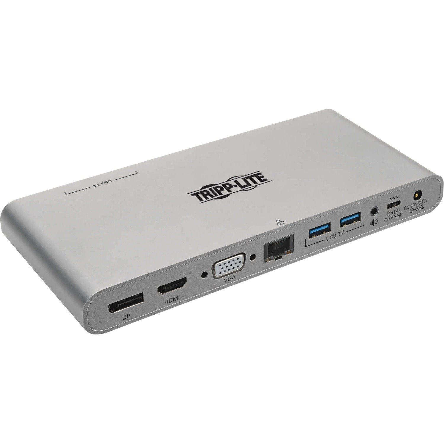 Tripp Lite by Eaton USB-C Dock, Triple Display - 4K HDMI/DisplayPort, VGA, USB 3.x (5Gbps), USB-A/C Hub Ports, GbE, 100W PD Charging, EU/UK Power Supply