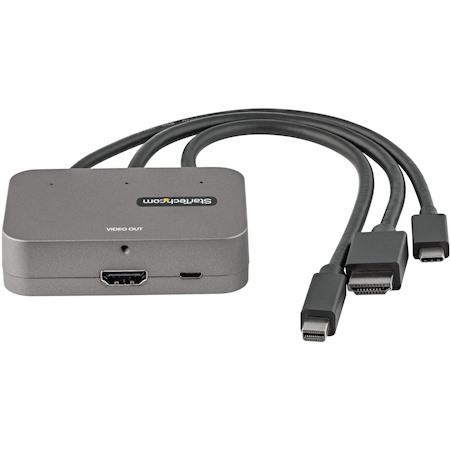 StarTech.com 3-in-1 Multiport to HDMI Adapter, 4K 60Hz USB-C, HDMI or Mini DP to HDMI Video Converter, Conference Room Digital AV Adapter