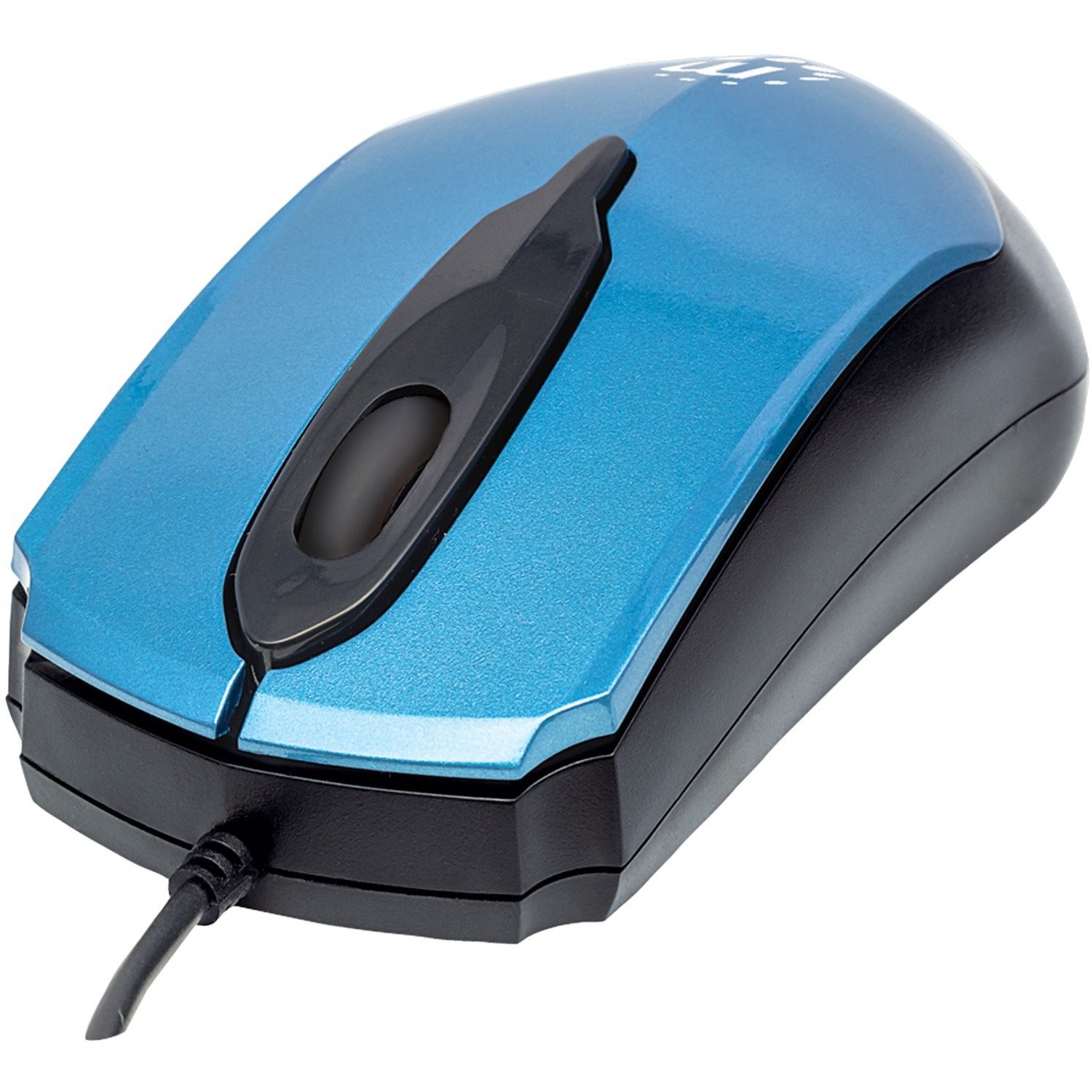 Manhattan Edge USB Wired Mouse, Blue, 1000dpi, USB-A, Optical, Compact, Three Button with Scroll Wheel, Low friction base, Three Year Warranty, Blister