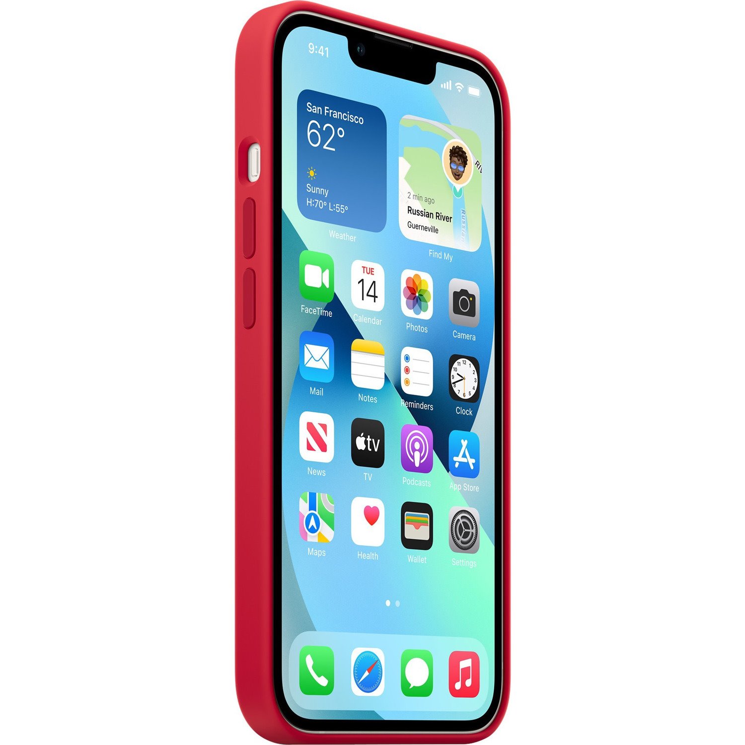 Apple Silicone Case for Apple iPhone 13 Smartphone - Red