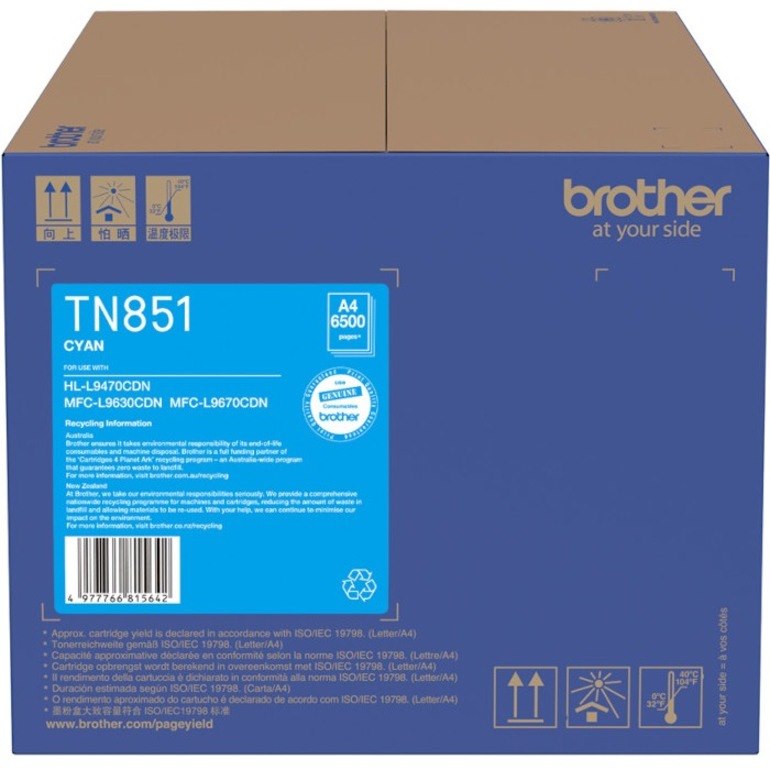 Brother TN851C Original Standard Yield Laser Toner Cartridge - Cyan Pack