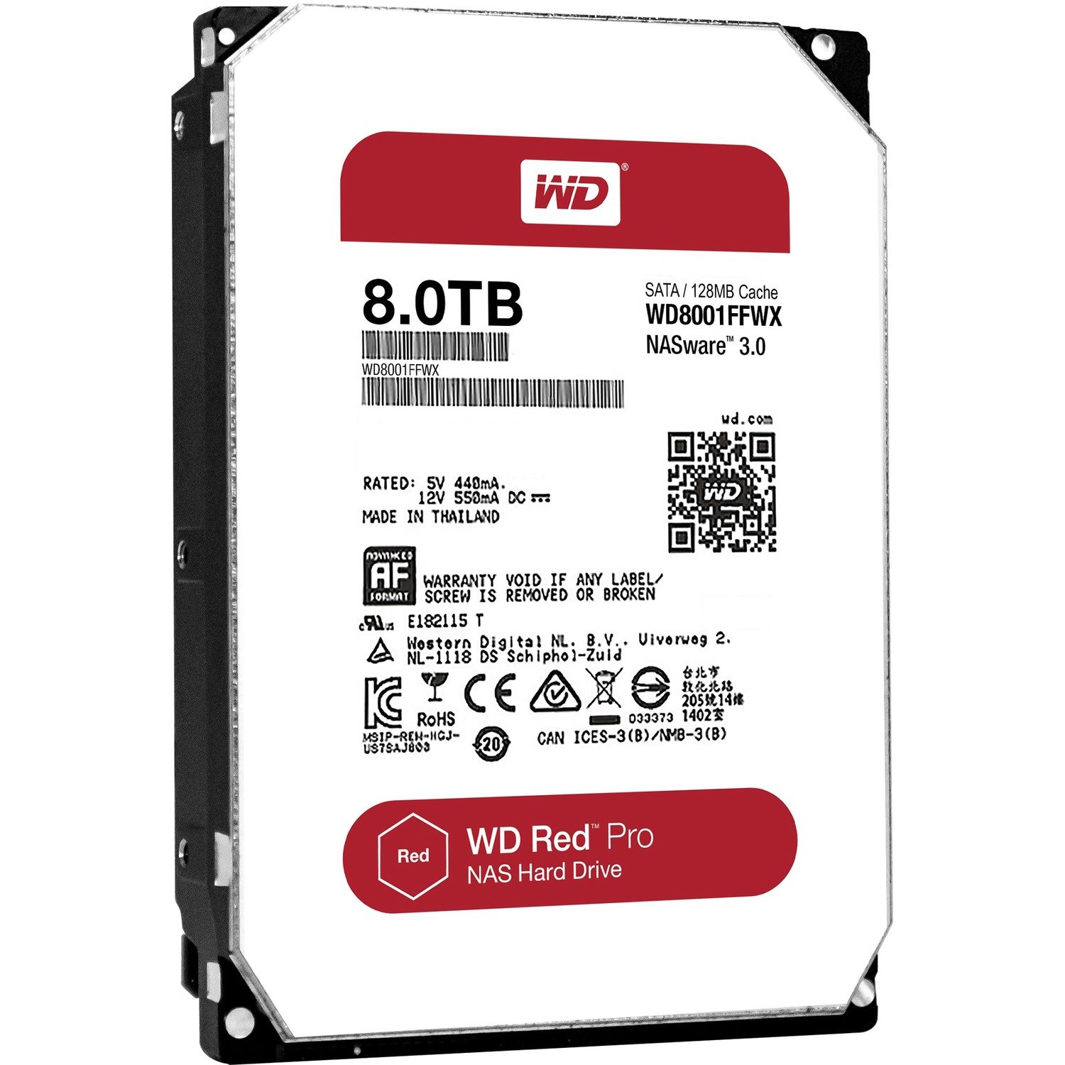 WD Red Pro WD8001FFWX 8 TB Hard Drive - 3.5" Internal - SATA (SATA/600)