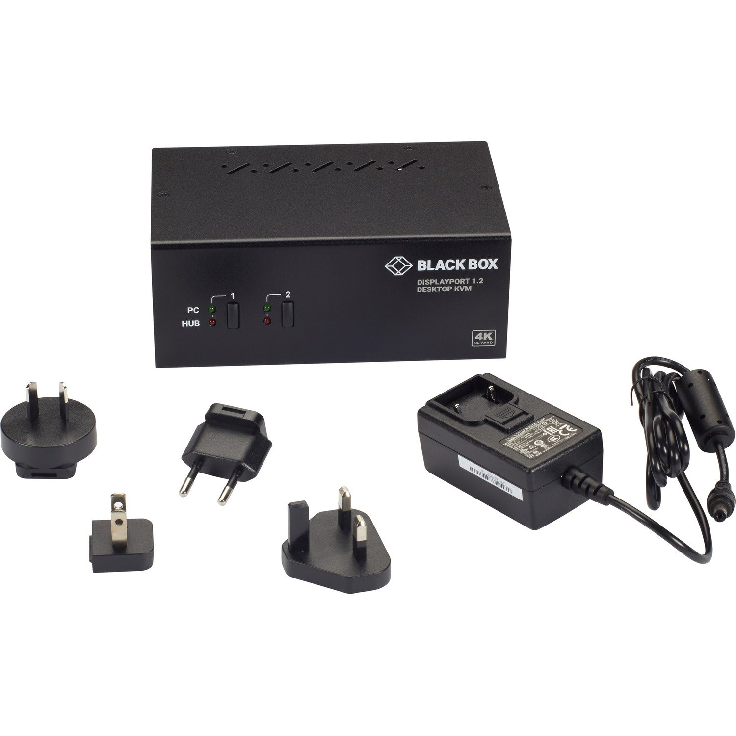 Black Box KVM Switch - Dual-Monitor, DisplayPort 1.2, 4K 60Hz, USB 3.0 Hub, Audio
