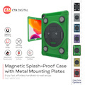 CTA Digital Magnetic Splash-Proof Case with Metal Mounting Plates for iPad 7th/ 8th/ 9th Gen 10.2, iPad Air 3, iPad Pro 10.5, Green