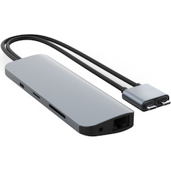 Hyper HyperDrive HD392-GRAY USB Type C Docking Station for Desktop PC/Tablet/Notebook/Monitor - Memory Card Reader - SD - 60 W - Grey