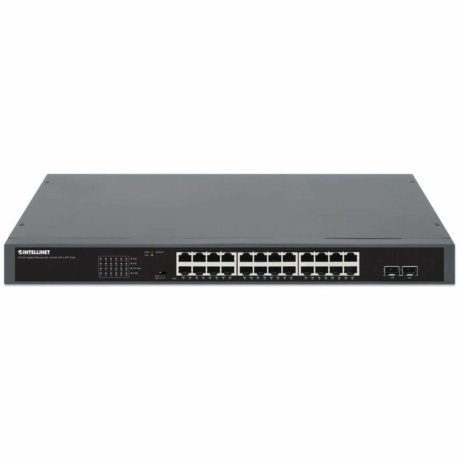 Intellinet 24-Port Gigabit Ethernet PoE+ Switch with 2 SFP Ports