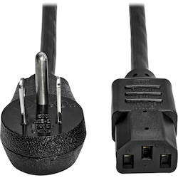 Eaton Tripp Lite Series Computer Power Cord, Right-Angle NEMA 5-15P to C13 - Heavy-Duty, 15A, 125V, 14 AWG, 2 ft. (0.61 m), Black