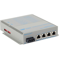 Omnitron Systems OmniConverter GPoE+/SX 4x PoE+ SC Single-Mode 12km US AC Powered